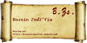 Bozsin Zsófia névjegykártya
